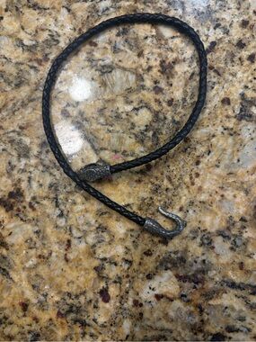 Men’s Armani Exchange leather and pewter serpent wrap bracelet